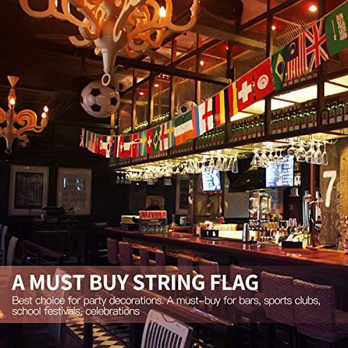 Стринг знаме на Енли 184ft 200 земји - меѓународни транспаренти за забави за забави, барови, спортски клубови, училишни фестивали,