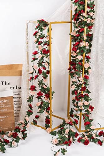 Miracliy 5 пакет 47 ft лажни розови лозови цвеќиња растенија вештачки цвет виси роза Ајви дома хотел канцеларија свадбена венчавка
