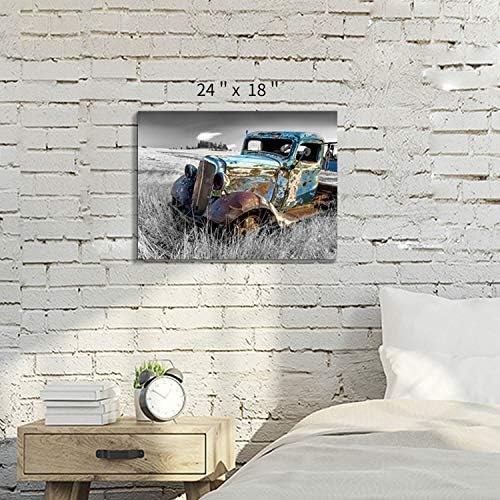 Уметничка патека 'рѓосан автомобил платно Wallидна уметност: Слики со слики со стари камиони печатени на платно уметнички дела