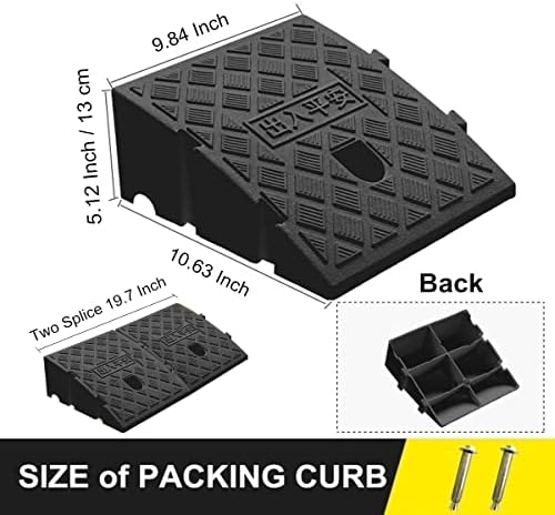 2 пакет рампа за рампата црна боја со една голема кука за црево, преносна лесна тешка пластична патека рампи за ниски автомобили, рампа