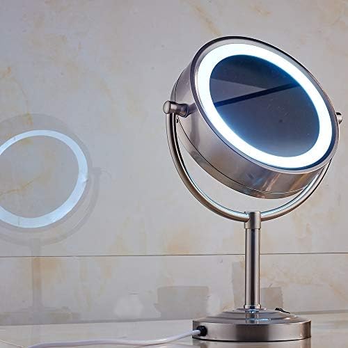 Каволи 8,5 ИНЧЕН LED Огледало За Шминка со Зголемување од 10x, Има Режими На Светла Во 3 Бои, Двострана Маса, Никел Завршница