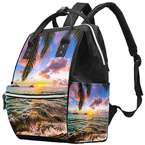 Изгрејсонце На Плажа На Хаваи Торби За Торби За Пелени Мумија Ранец Со Голем Капацитет Торба За Пелени За Нега На Бебиња