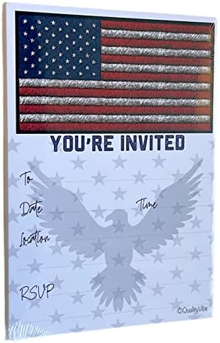 25 Американско Знаме Патриотски Покани со Коверти, Пополнете Стил Вие Сте Поканети Картички. За Денот На Ветераните, 4 јули, Меморијалниот