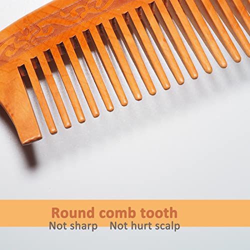 Mucxniiy дрвен чешел, рачно изработен чешел за коса, природно анти -статичко дрво за да се разоткрие и стилизирање на влажно или суво