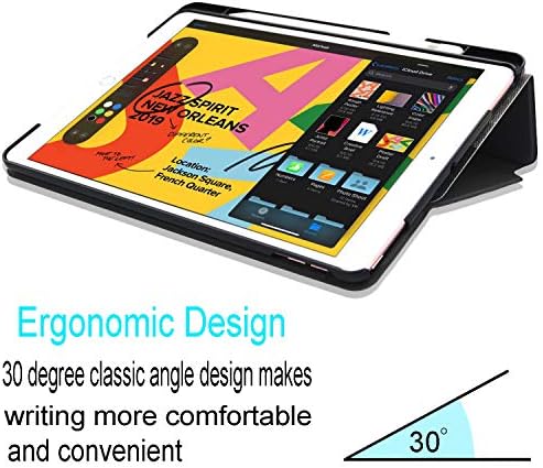 Acdream Case за нов iPad 8th Gen / 7 -та генерација 10,2 инчи со држач за моливи, премиум PU кожа тенок капак со автоматска функција
