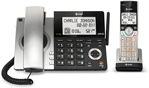 AT & T CL84107 Dect 6.0 Прошидлив кабел/безжичен телефон со блокатор на паметни повици, црна/сребро со 1 слушалка