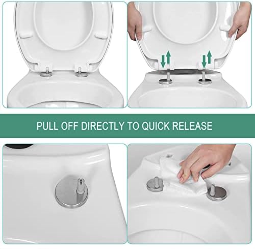 Правоаголник тоалет седиште со брзо ослободување на квадратно тоа тоалетно седиште Едноставно горе фиксирање, 360 прилагодливи шарки