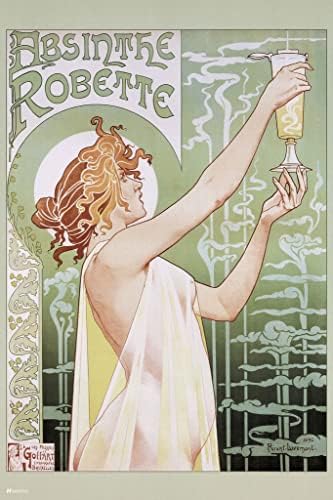 Absinthe Robette 1898 од Georges Henri Privat Livemont Art Nouveau Vintage реклама реклама француска француска алкохол пиење дух бар виски коктел декорација кул wallид декор постери 12x18