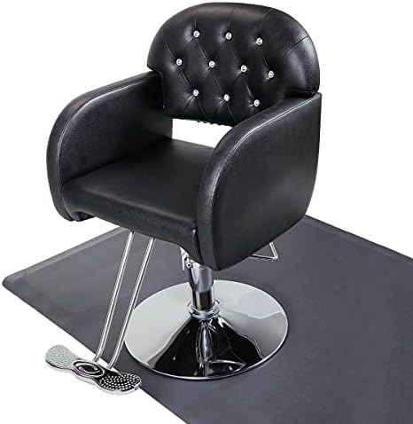 Барбер стол ПВЦ кожа со дијамантски фризерски стол хидрауличко кревање салон за убавина стол црно