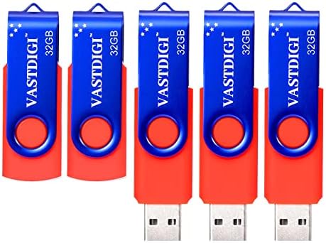 Vastdigi 8gb USB Flash Drives 5 Pack USB 2.0 Flash Drive Swivel Memory Stick Thumb Drives со LED светло за складирање на податоци и резервна