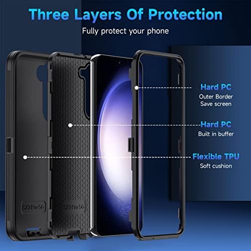 Onola за Samsung Galaxy S23 Plus / S23+ Case со заштитник за заштитник на камера за стакло и леќи, заштитник на камера Samsung S23 Plus Case Teace