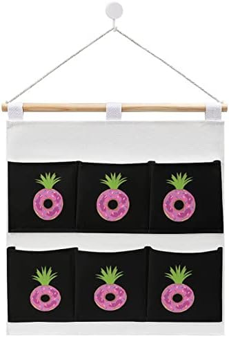 Крофни Од ананас Ѕиден Плакар Висечка Торба За Складирање 6 Џебови Ленен Памук Над Вратата Организаторски Торбички За Спална Соба Бања