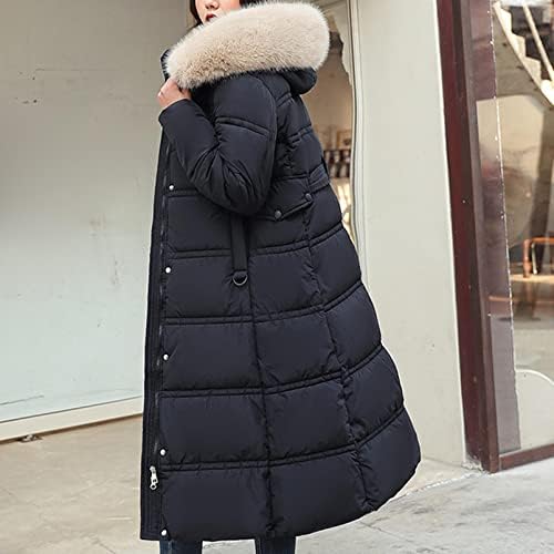 Women'sенски зимски задебелен палто со топло ватиран јакни мода туника долга ветровионска јакна со аспиратор за трим за крзно од крзно
