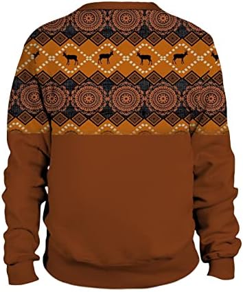 ВЕСНИК ПЕНТИВЕН ПУЛВОВЕР, Етнички Ацтеки обрасци Хенли кошула со долги ракави на кошулата на кошула Обична блуза Топ