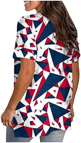 Oclun кратки ракави блузи за жени трендовски 4 -ти јули патриотски печатен врв против удобност на вратот удобни кошули со блуза Обични маички