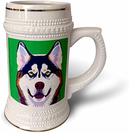 3dRose Прекрасен сибирски хаски куче портрет на зелена боја. Дигитална уметност. - 22оз Штајн Кригла