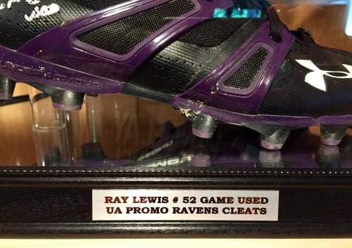 Игра на Реј Луис користена носена потпишана Равенс УА НФЛ Фудбалски чевли RL & JSA COA - НФЛ игра користена фудбал