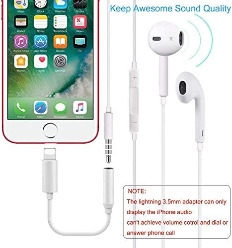 Молња до 3,5 мм Адаптер за приклучоци за слушалки, Apple MFI сертифициран 2 пакет iPhone 3,5 mm Jack Aux Dongle Cable слушалки Слушалки