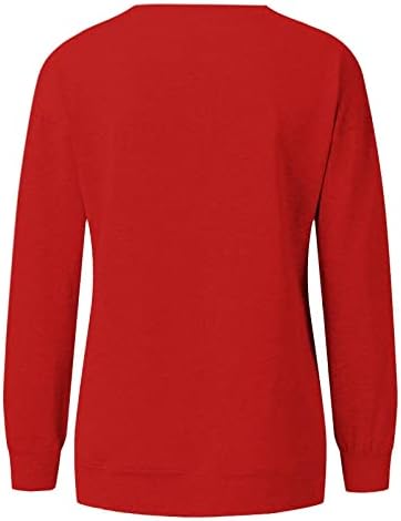 Божиќни кошули со долги ракави за жени, мода 2022 Среќни Божиќни тимови Y2K облека за џемпер, плус големина на врвови на големината