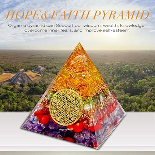 Оргон Пирамида Оргонит Чакра заздравувајќи кристал пирамида генератор на енергија за медитација на сила против стрес со пирамида