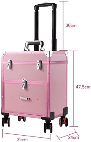 XZJJZ Шминка Багаж Патување Куфер Козметика Кутија За Складирање Розова Ретро Професионална Шминка Количка Тркала Торбичка За Носење
