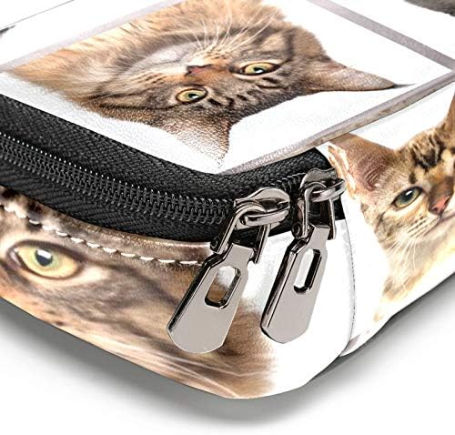 Девет глави на мачки кои ја гледаат камерата 84x55in кожен молив со молив, торба со пенкало со двојна торбичка за складирање торбички за торбички за училишни работи за