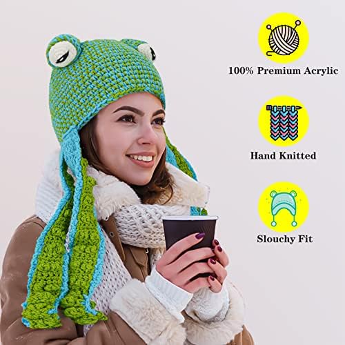 Аизами плетена зимска капа плетена грав Октопод капа уникатна мека и топла рака ткаат капа за жени и мажи