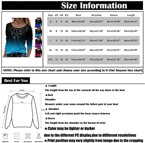 NOKMOPO Култура Блузи За Жените Повик Мода Печатење Долги Ракави О-Вратот Удобно Пуловер Врвот