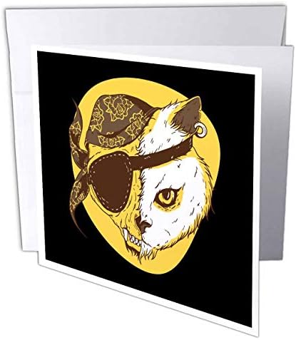 3drose честитка за Ноќта на вештерките Пиратски стил на опасно мачко писе милениче животно - 6 од 6 -инчи