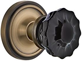 Носталгичен магацин 727452 Класичен розета за внатрешни работи Кристално црно стаклено копче на вратата во антички месинг