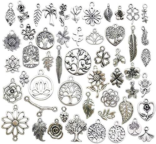 100гр Занаетчиски Материјали Мали Антички Шарм Од Цвеќиња Од Сребрени Растенија За Изработка На Накит Изработка Наоди Додаток