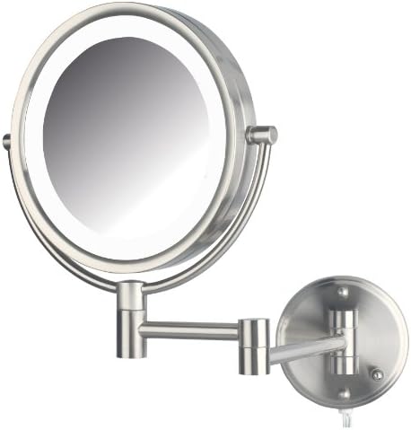 Џердон Двострано Огледало За Шминка Поставено На Ѕид Со Светло Осветлено Огледало За Шминка СО Зголемување ОД 8X &засилувач; Рака За Монтирање