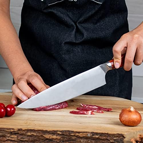 Готвач нож челик -8 инчи -Герман не'рѓосувачки челик во високо -јаглерод професионален кујнски нож Остриот нож за пареа со ергономска