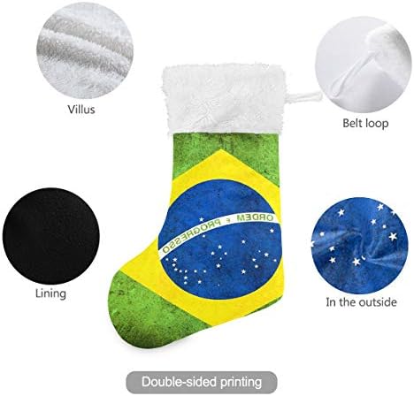 Пимилагу ретро бразилско знаме Божиќни чорапи 1 пакет 17,7 , виси чорапи за Божиќна декорација