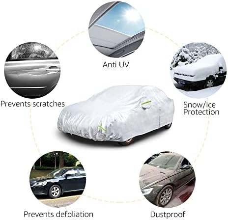 Основи на Амазон Сребрена водоотпорна покривка на автомобили - 150Д Оксфорд, седани до 180 “