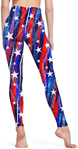Медтогс Американски хеланки на знамето за жени во САД знаме јога панталони тренингот атлетски хеланки со високи половини со џебови за жени