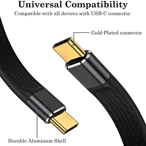 Auvipal краток USB4 кабел, 5 -инчен рамен флексибилен кабел за USB тип Ц компатибилен со Thunderbolt 4/3 поддршка до 40Gbps трансфер