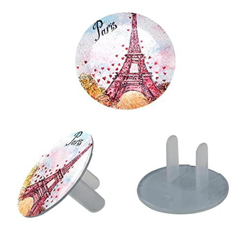Гроздобер разгледница илустрација на акварел илустрација Париз Франција Ајфелова кула пластични капаци на излез, 12 заштитник на приклучокот