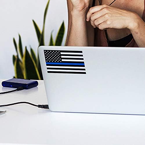 Бесби 3 парчиња рефлексивни налепници на американско знаме, тенка сина линија американско знаме декларап лаптоп лаптоп бумер налепница 5 x3