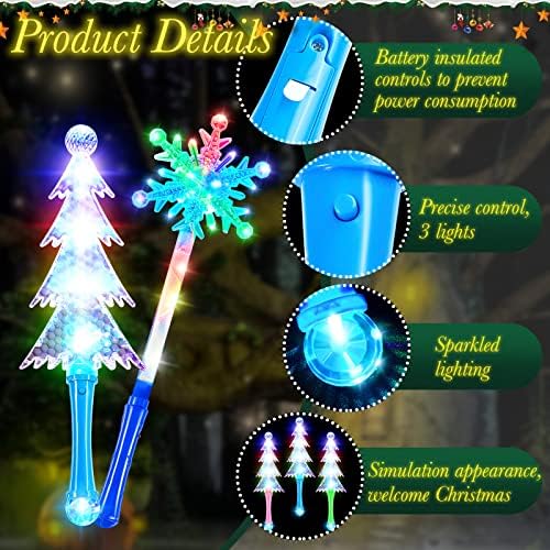 6 парчиња осветлуваат стапче од снегулки од снегулки од дрво, светла, светла играчки трепкачки сјај, предводени стапчиња со батерии за деца костум