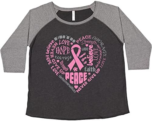Инктастична свест за рак на дојка срцеви зборови женски плус големина маица
