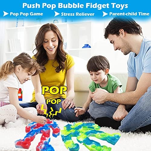 Big Push Pop Fidget Toy, Tie Dye Popper Stress Stress Fidget играчки погоден за АДХД и рано образовно дете бебе, силиконски џамбо