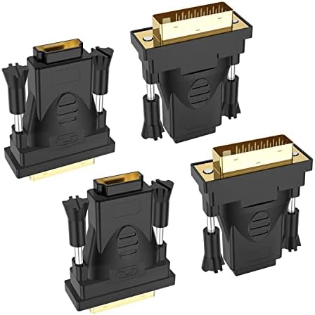 J&D DVI до HDMI адаптер, златен позлатен DVI машки до HDMI Femaleенски конвертор адаптер, BI Directional Поддршка 3D 4K Arc Ethernet