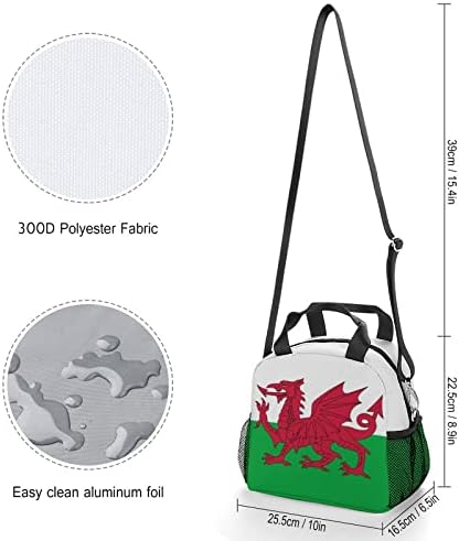 Знаме На Велс Велшки Ручек Кутија Истекување Еднократно Кулер Торба Торба Рамо Чанта За Работа Пикник Кампување