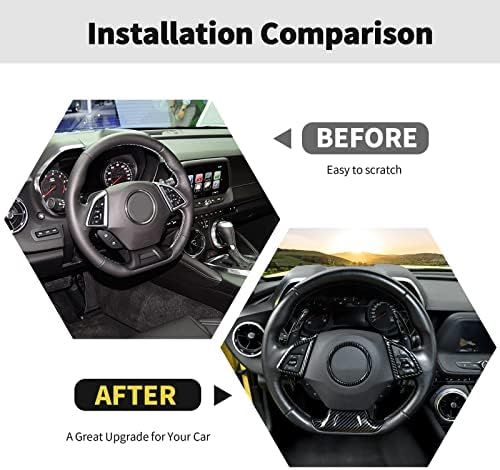 Комплет за украсување на јаглеродни влакна во управувач за декорација на капаци за внатрешни додатоци за внатрешни работи за Chevrolet Camaro