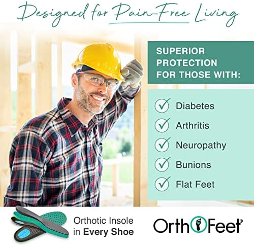 Ортофете Ортопедски чизми за мажи, Арх под поддршка, технологија за олеснување на болката, композитни пети, отпорни на лизгање, идеално за плантарна