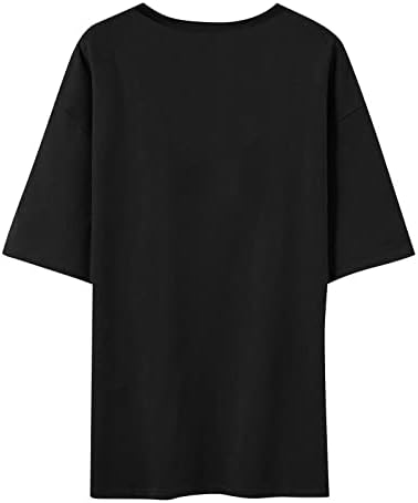 Краток ракав за кратки ракави удобни врвови на маици лето симпатична печатена рунда на вратот блуза 2023 модни обични маички