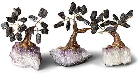 Рок рај Кристал скапоцен камен дрво на аметист камена база Дома украс - природно лекување кристали пари дрво - Зен Кристал Бонсаи