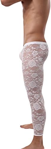 Yoobng sissy полу-витка низ чиста чиста мрежа долги панталони со низок пораст на булбут торбичка за кутии салон тесни панталони