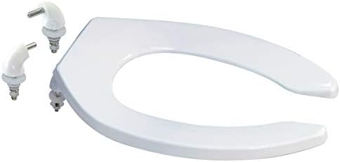 EZ-Flo 65913, Бело комерцијално одделение издолжено пластично тоалетно седиште, 2,25 x 14 x 18 “